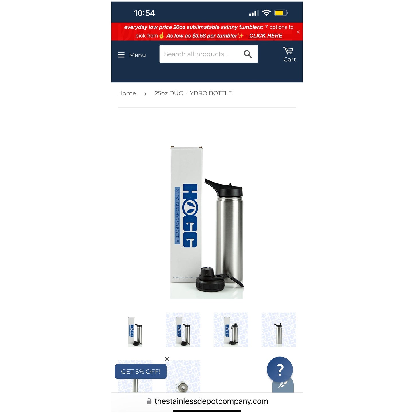 Stainless Steel 25 oz Duo Hydro Bottle