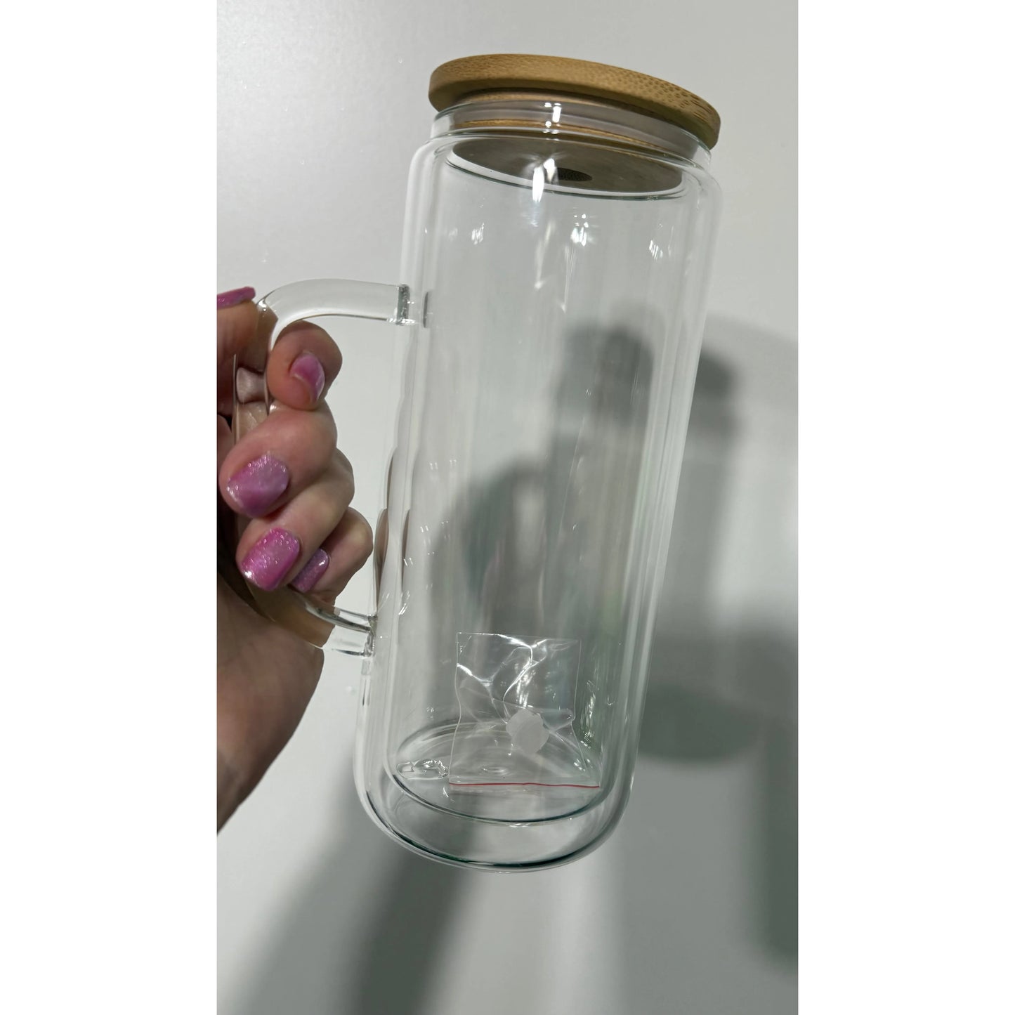 Glitter Snow Globe 20oz Glass Tumbler with Handle