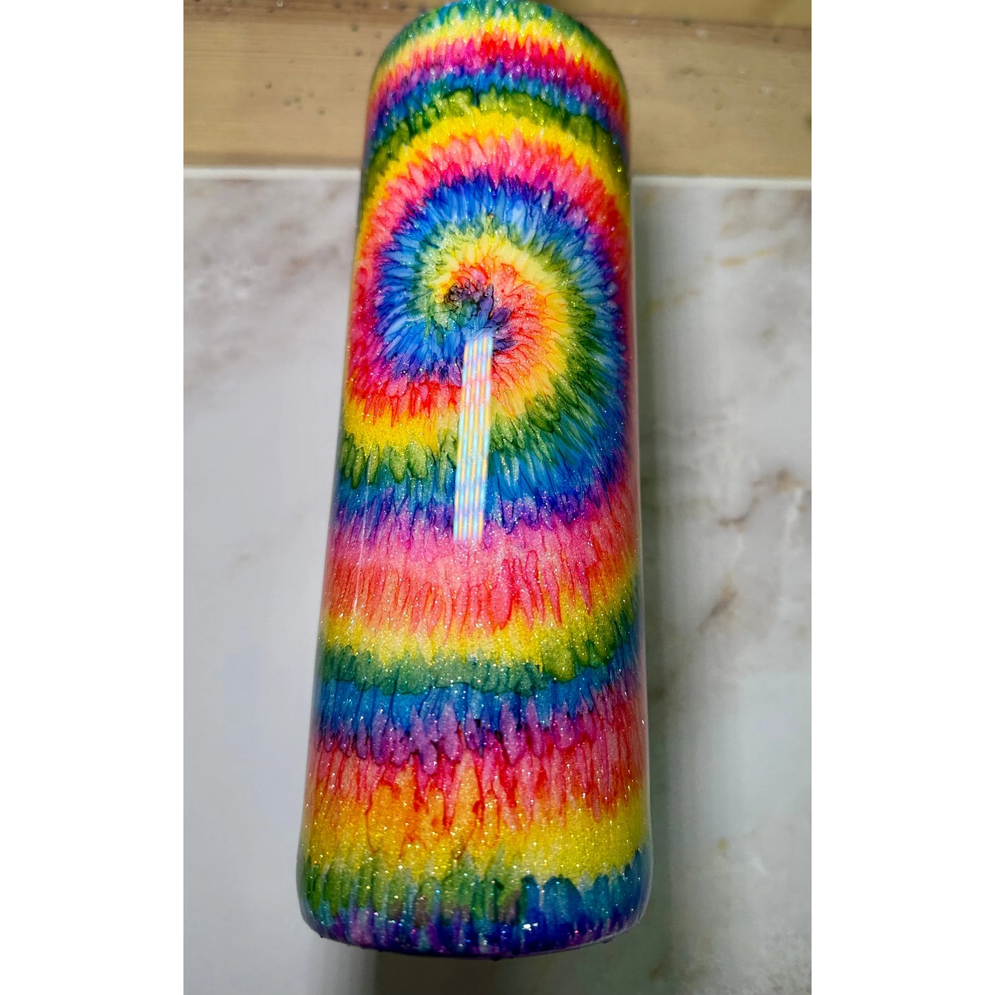 Glitter Tie Dye Rainbow Design on 30oz Tumbler