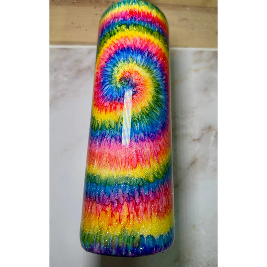 Glitter Tie Dye Rainbow Design on 30oz Tumbler