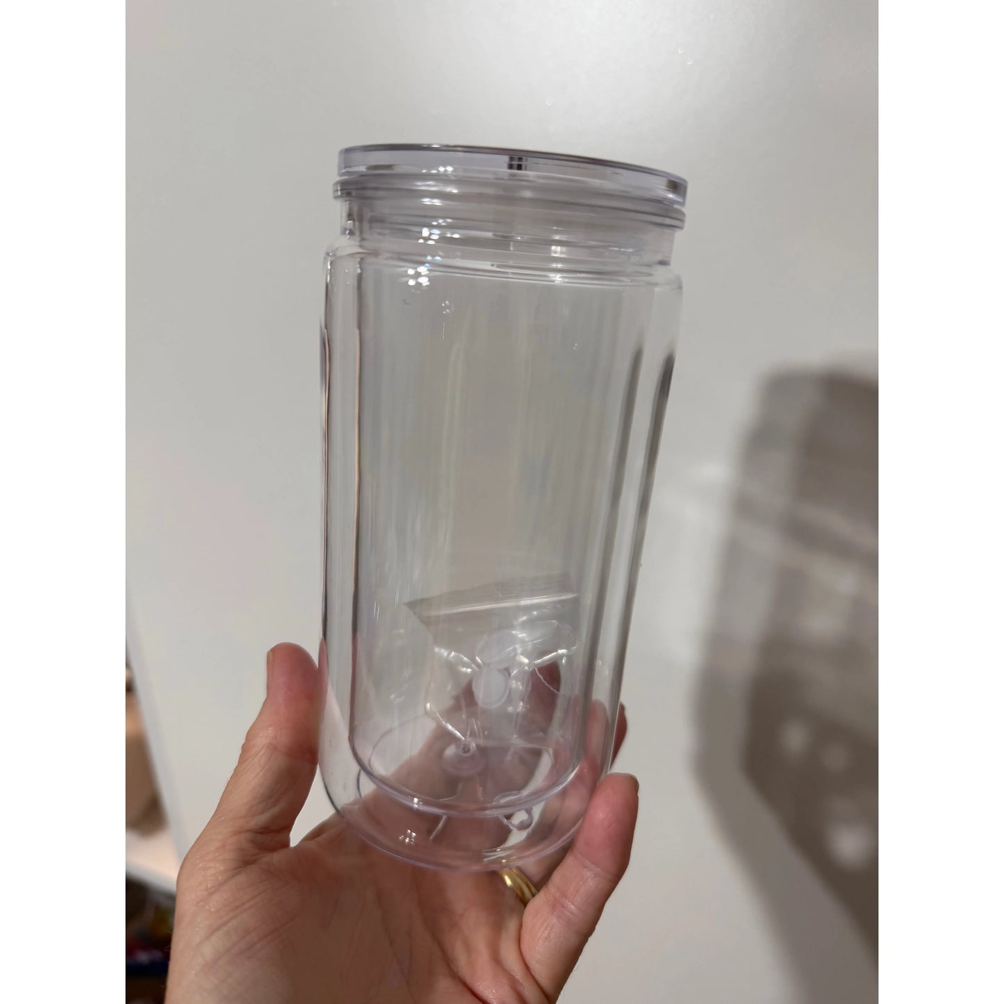 Ocean and Sand 16oz Snow Globe Acrylic Tumbler with clear Lid