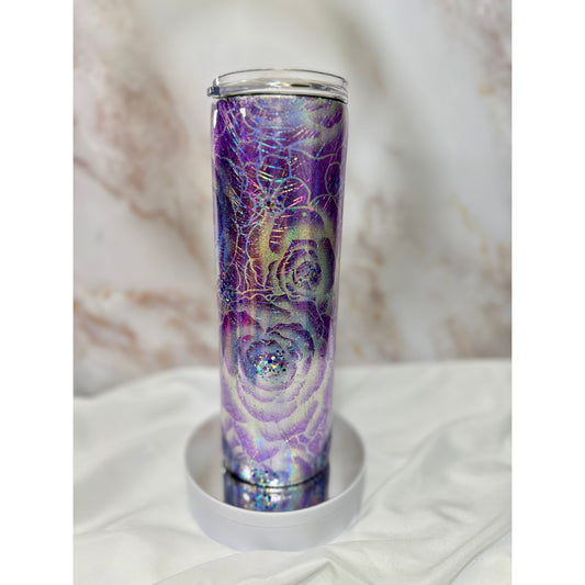 Purple Double Foil Rose 30oz Skinny Straight Tumbler