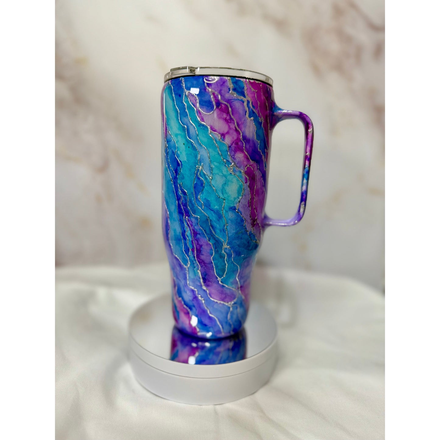 Hand Painted with Heart 24oz Curved Handled Tumbler