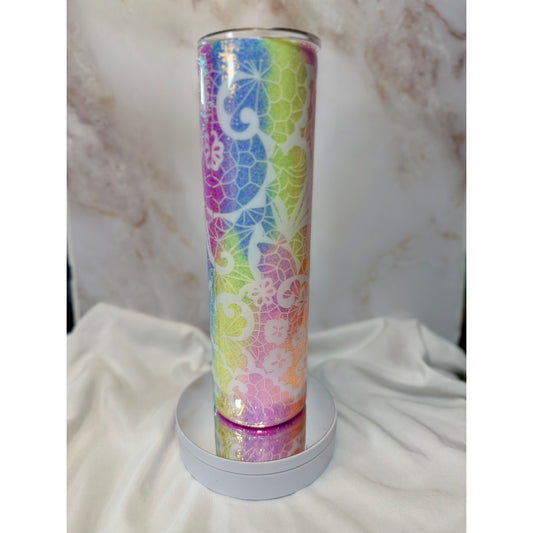#519 Pastel Chrome Lace 35 oz Stainless Steel Tumbler
