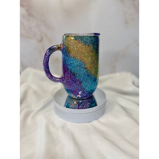#530 Multi-colored 3D Shimmery Glitter 16oz Coffee Cup