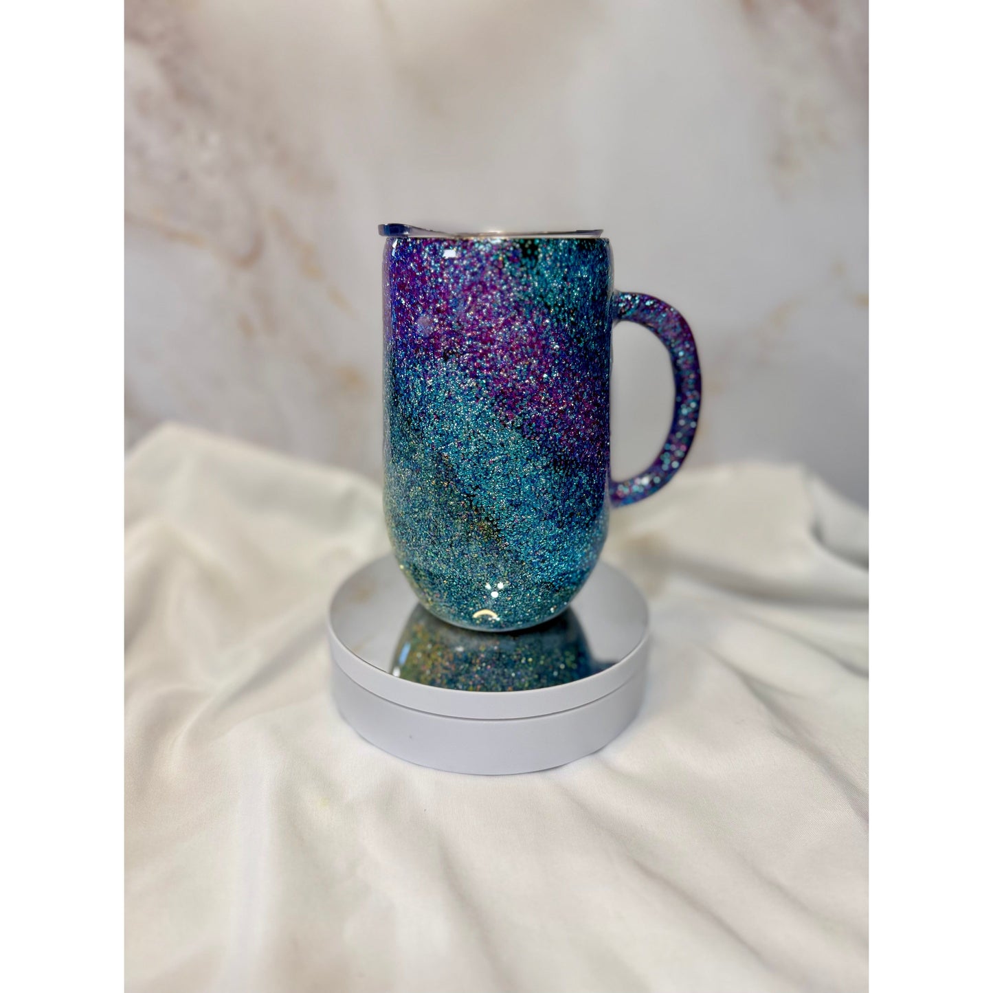 #530 Multi-colored 3D Shimmery Glitter 16oz Coffee Cup