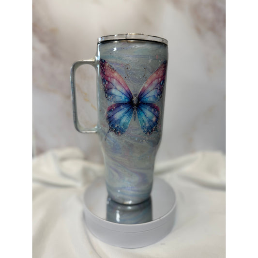#520 UV Color Shift Ghost Mica Swirl Butter Fly 24oz with Handle