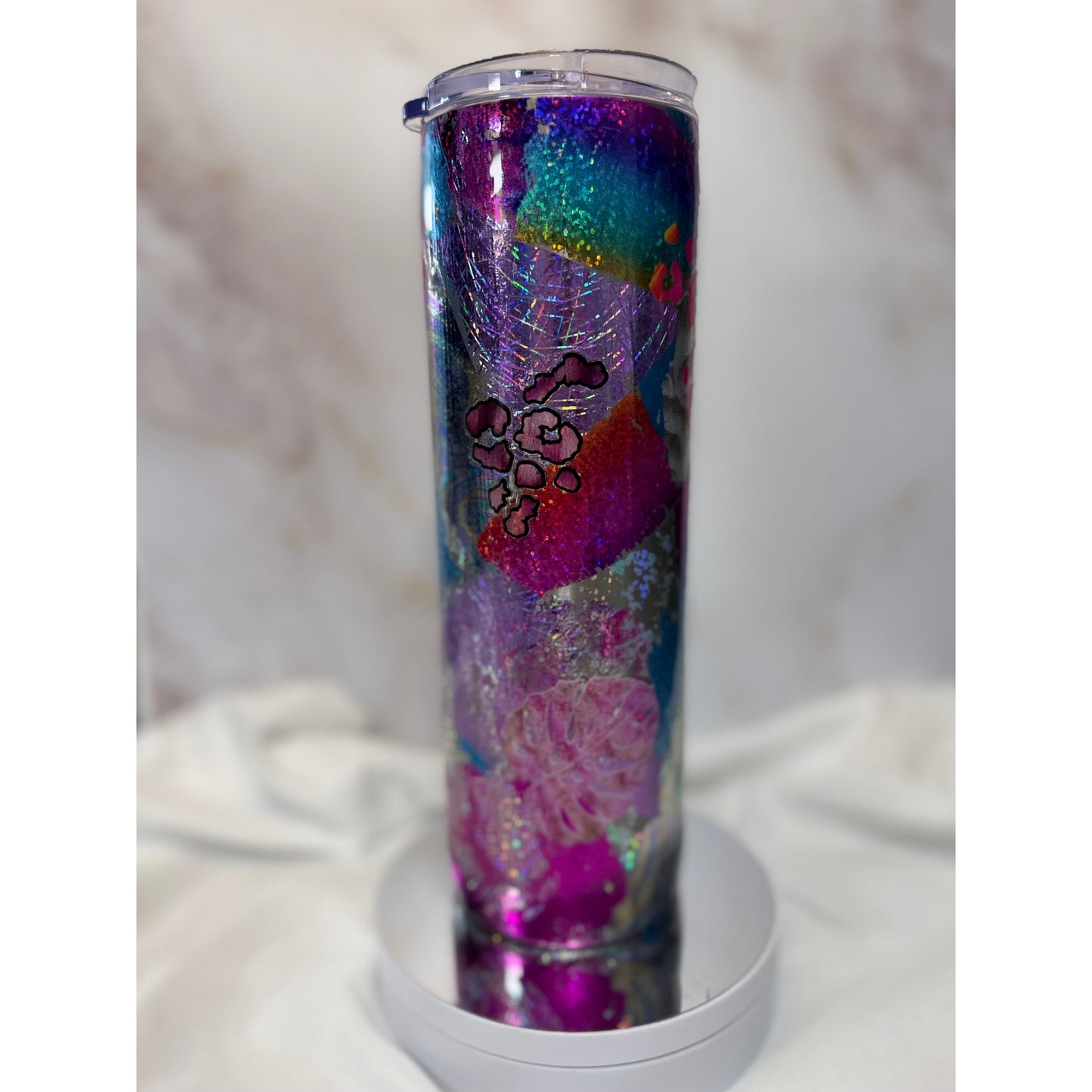 #514 Pink and Silver Foil Mash Up on 30oz Tumbler