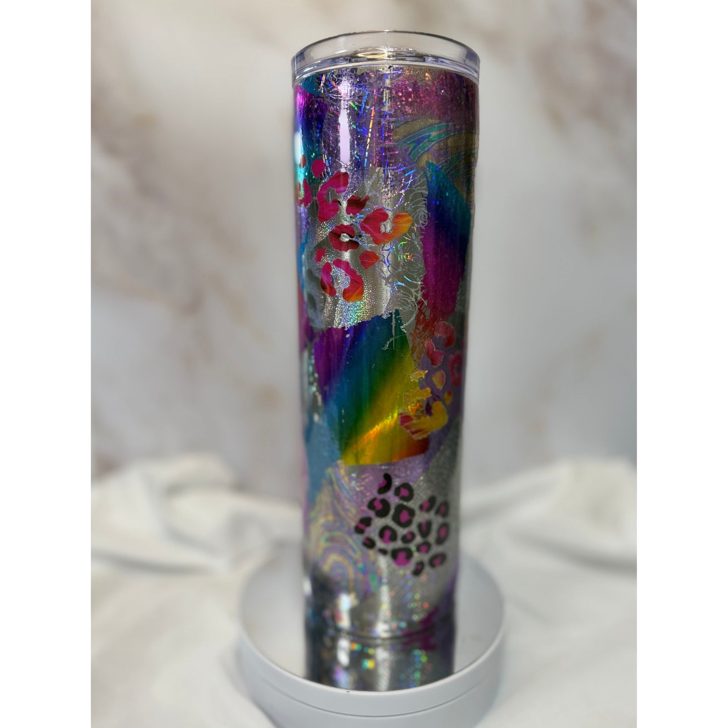 #514 Pink and Silver Foil Mash Up on 30oz Tumbler