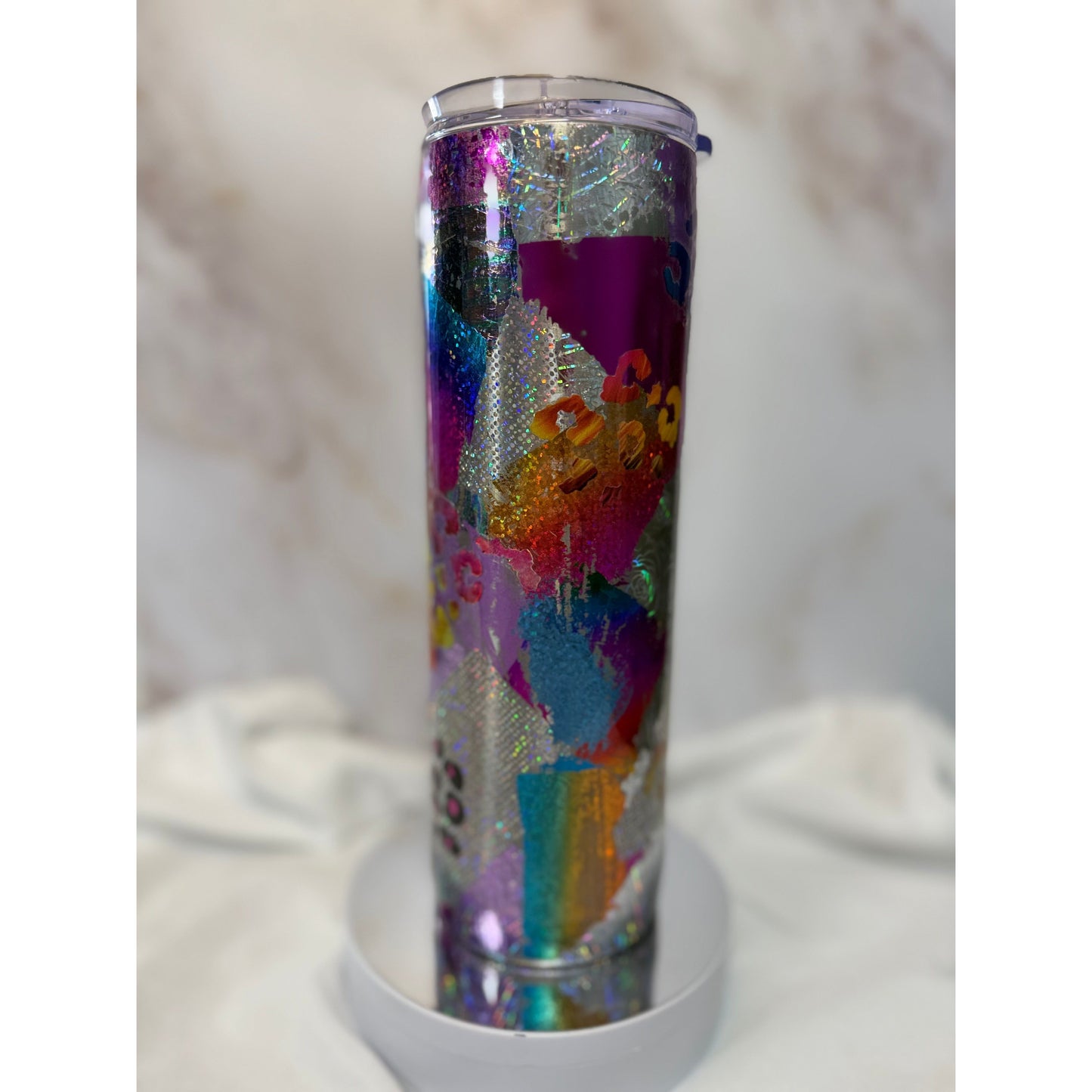#514 Pink and Silver Foil Mash Up on 30oz Tumbler