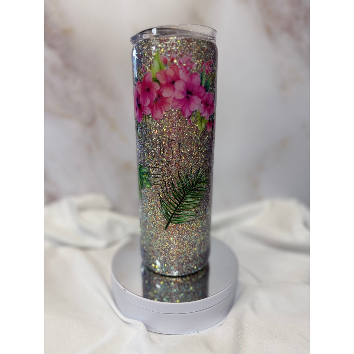 #512 Golden Diamond Shimmer Tropical 20oz Tumbler