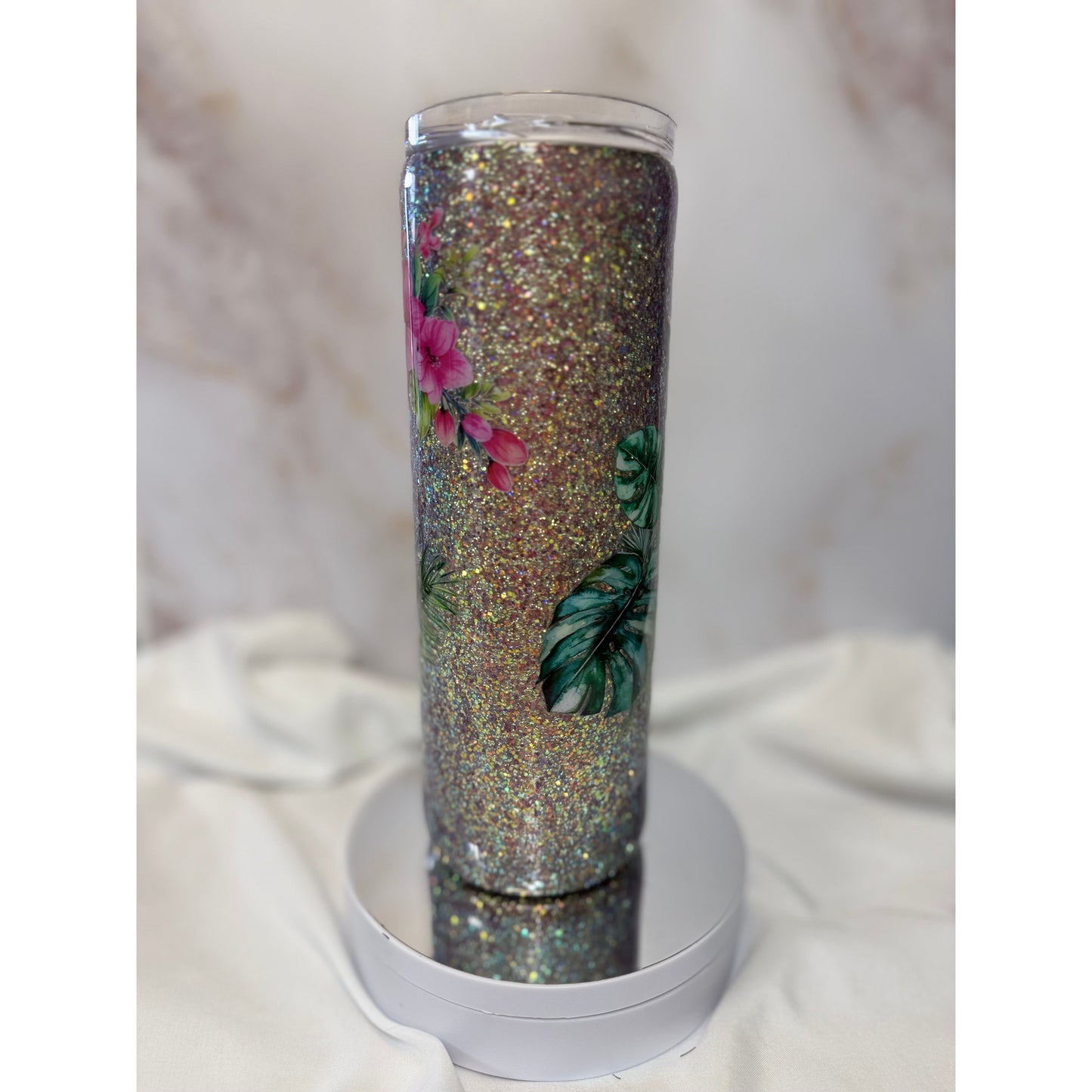 #512 Golden Diamond Shimmer Tropical 20oz Tumbler