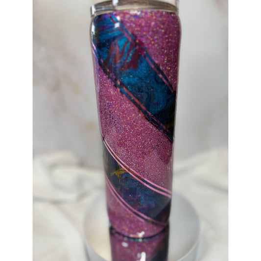 #526 Pink Glitter and Pigment Swirls of Color 20oz Tumbler