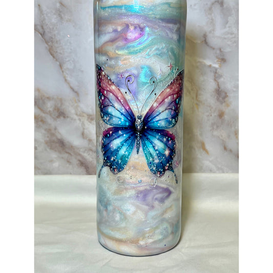 Crystal Shimmer Ink Butterfly 30oz Stainless Steel Tumbler