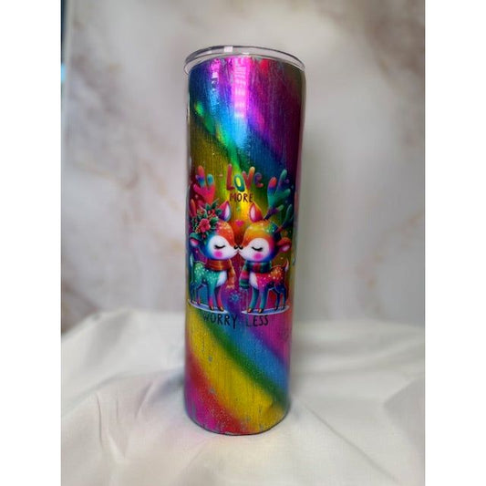 #226 Rainbow Foil with Reindeer on 30oz Tumbler