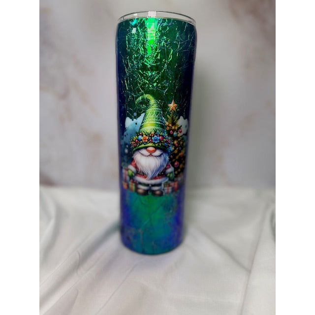 #231 Shinny Green Cellophane Design with Elf on 30oz Tumbler