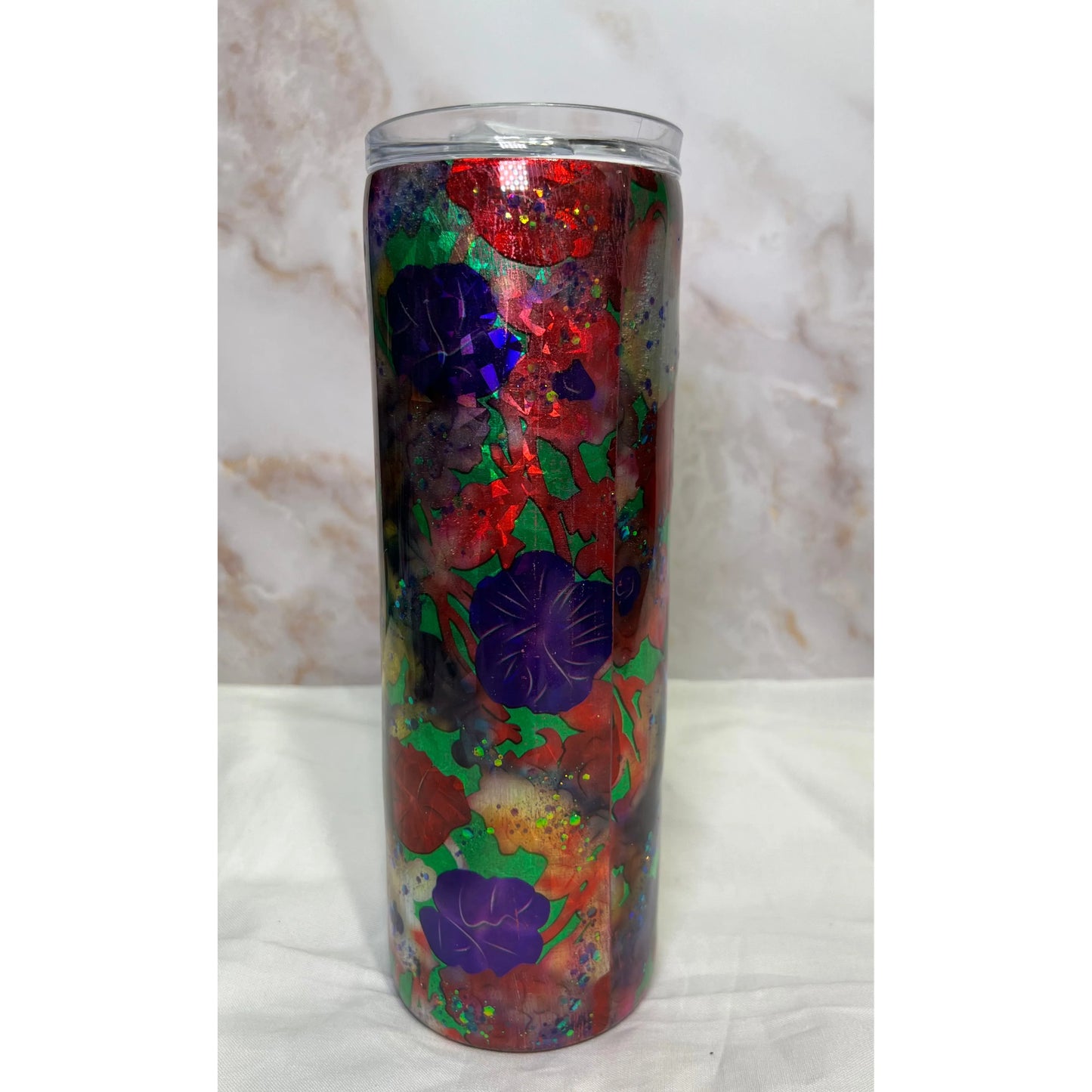 #98 Bright Flower Foil and Glitter 20 Oz Stainless Steel Tumbler