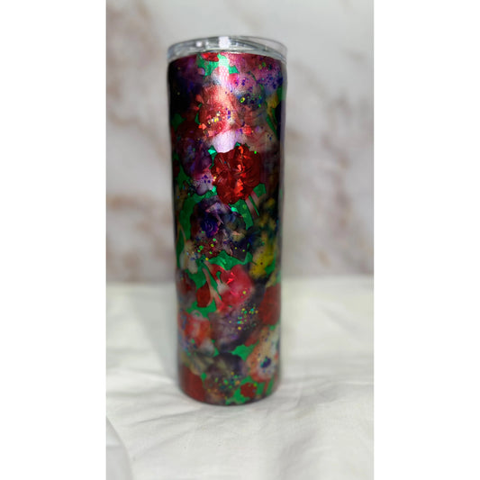 #98 Bright Flower Foil and Glitter 20 Oz Stainless Steel Tumbler