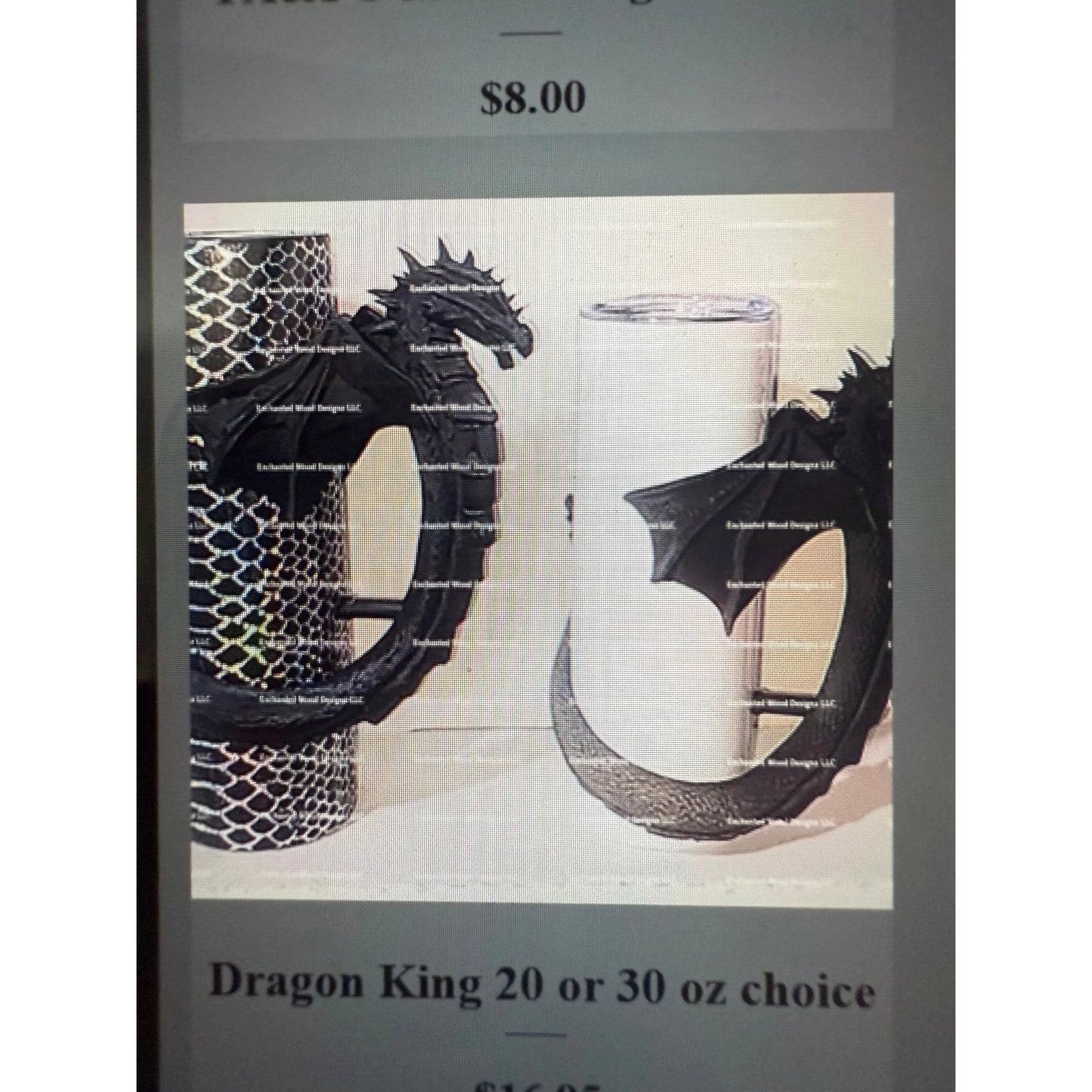 Dragon King 20 or 30 Oz Tumbler Handle like a Hugger