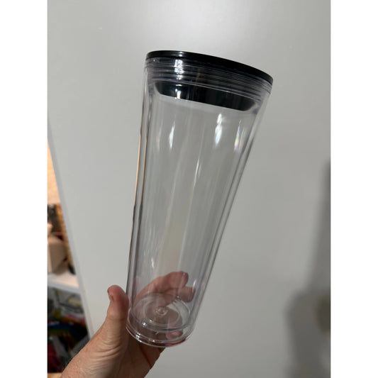 Ocean and Sand 24oz Acrylic Snow Globe Tumbler with BLACK Screw on Lid