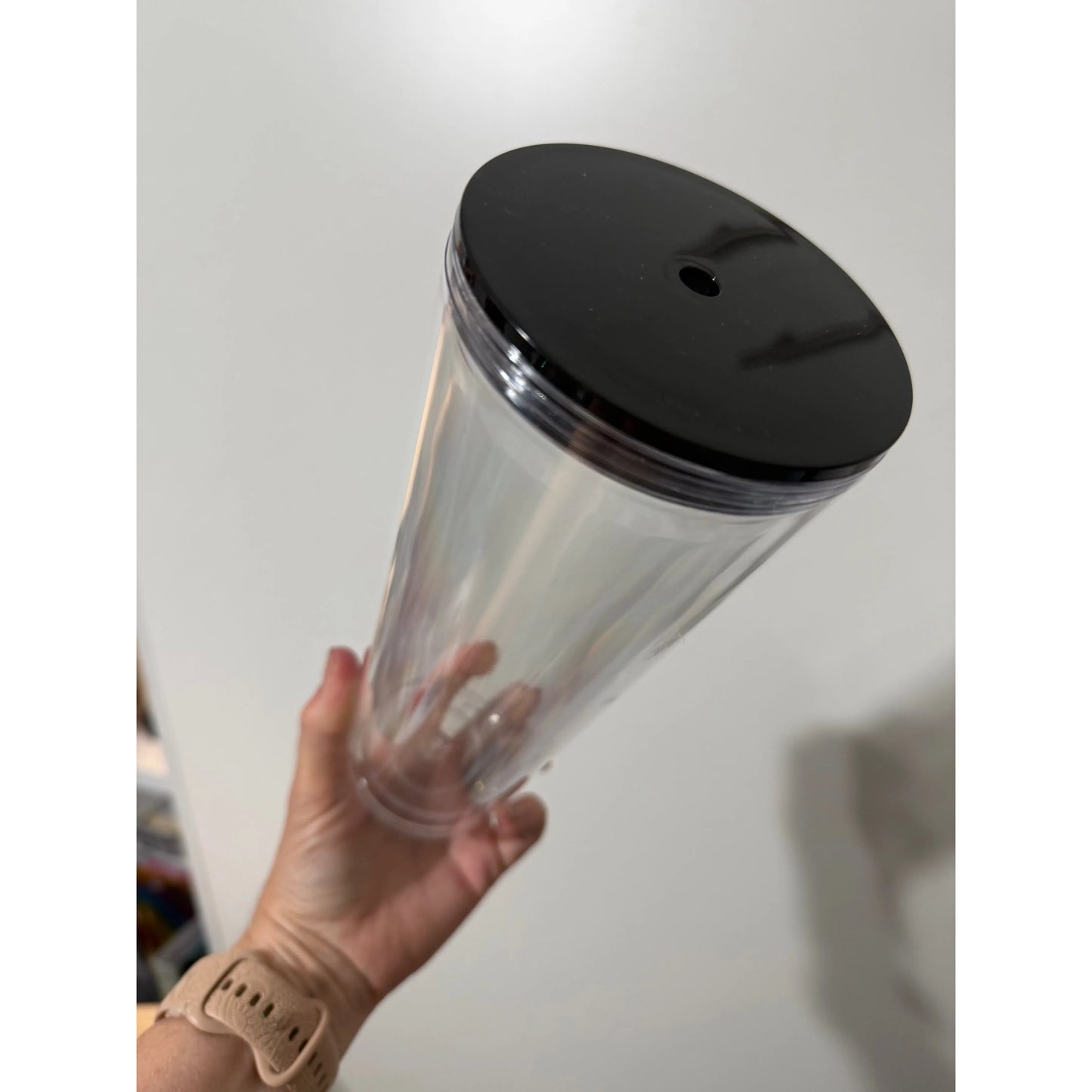 Glitter Snow Globe Acrylic 24oz Tumbler with BLACK Screw On Lid