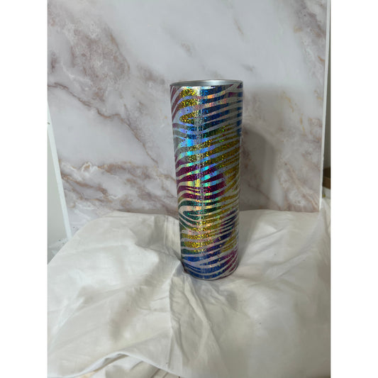 Sparkly Rainbow Zebra Tumbler