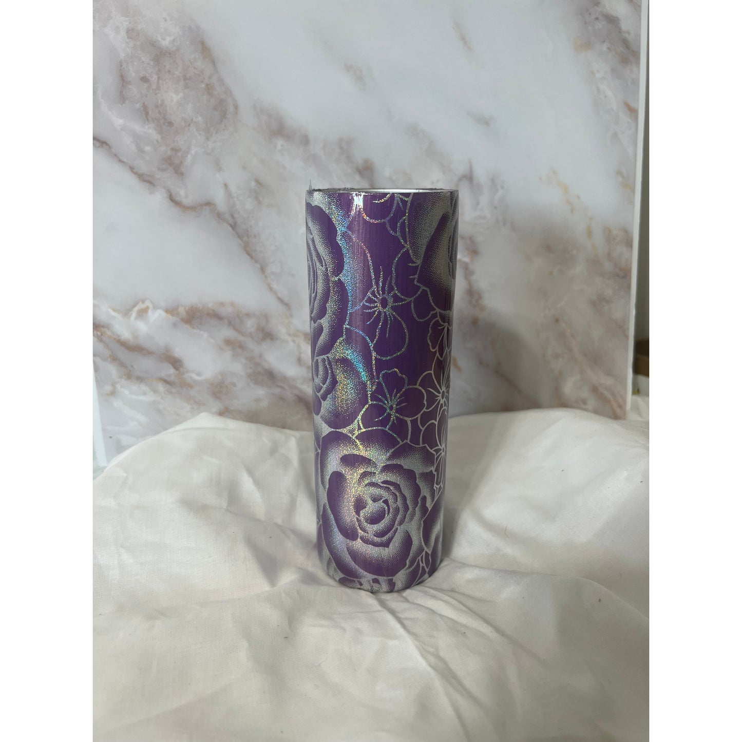 Large Rose Holographic Foil Tumbler Design on 30 oz.