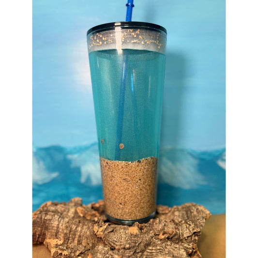 Ocean Globe Acrylic 24oz Tumbler with Florida Sand