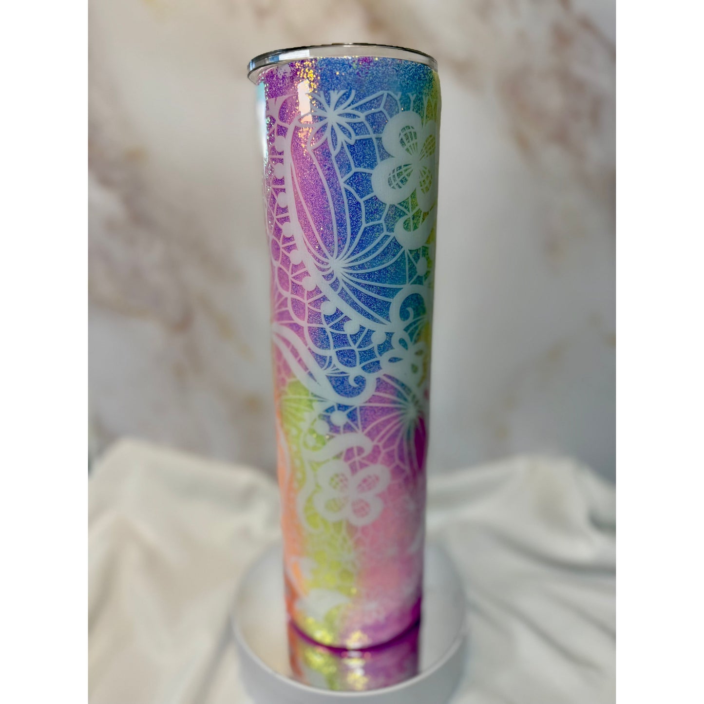 #519 Pastel Chrome Lace 35 oz Stainless Steel Tumbler