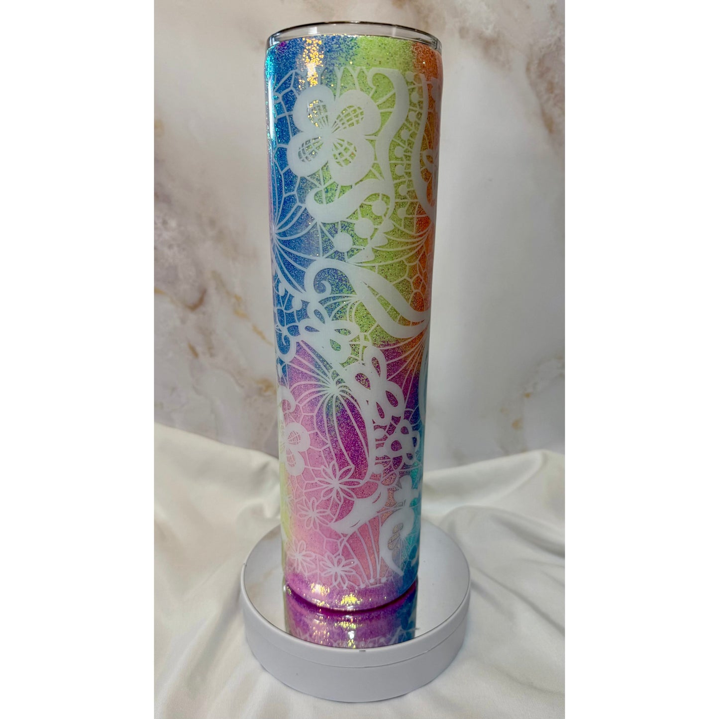 #519 Pastel Chrome Lace 35 oz Stainless Steel Tumbler