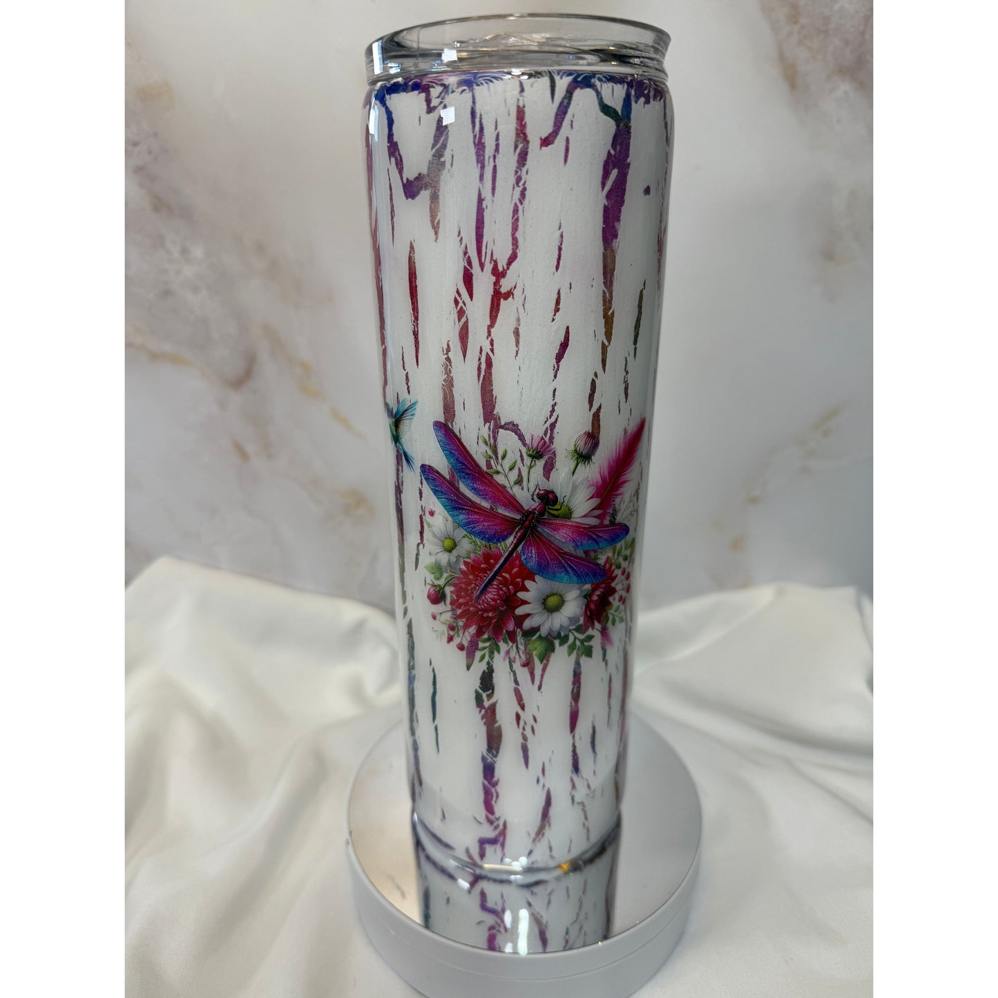 #500 Dragonfly Crackle 30 oz Stainless Steel Tumbler