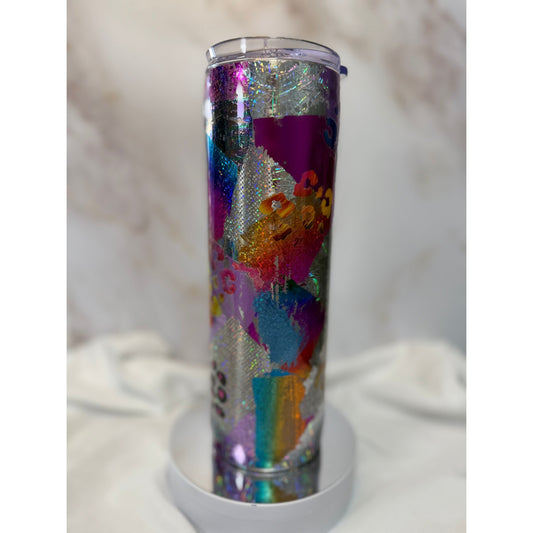 #514 Pink and Silver Foil Mash Up on 30oz Tumbler