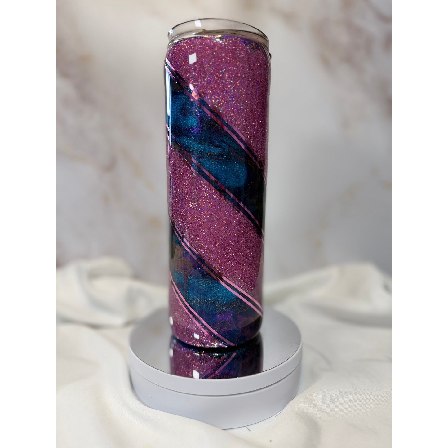#526 Pink Glitter and Pigment Swirls of Color 20oz Tumbler