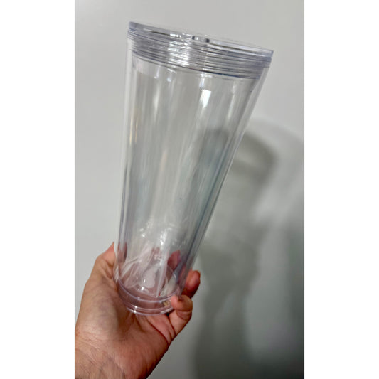 Ocean and Sand 24oz Acrylic Snow Globe Tumbler with CLEAR Screw On Lid