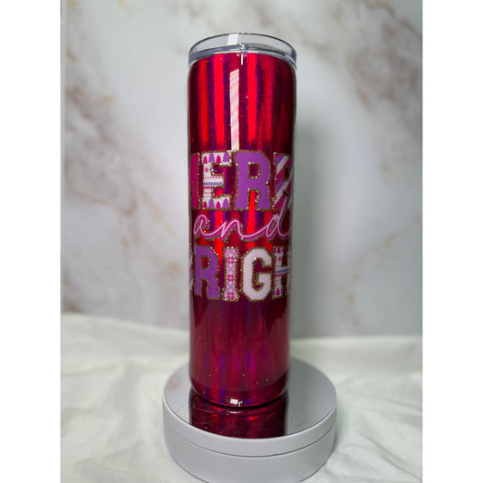 #602 "Merry and Bright" Bright Pink Foil 30oz Skinny
