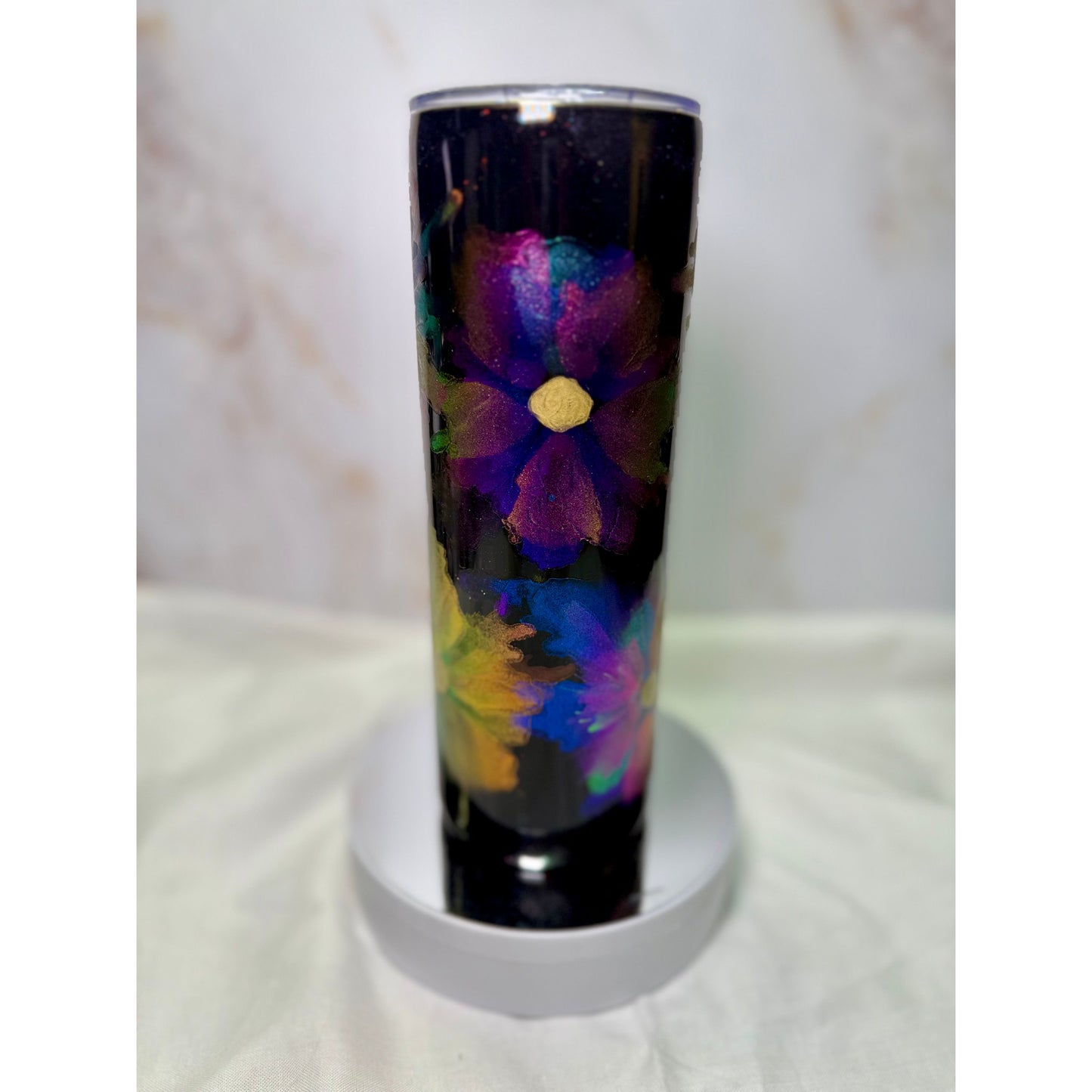 #608 Multi-colored Air Flowers on 20oz Stainless Steel Tumbler