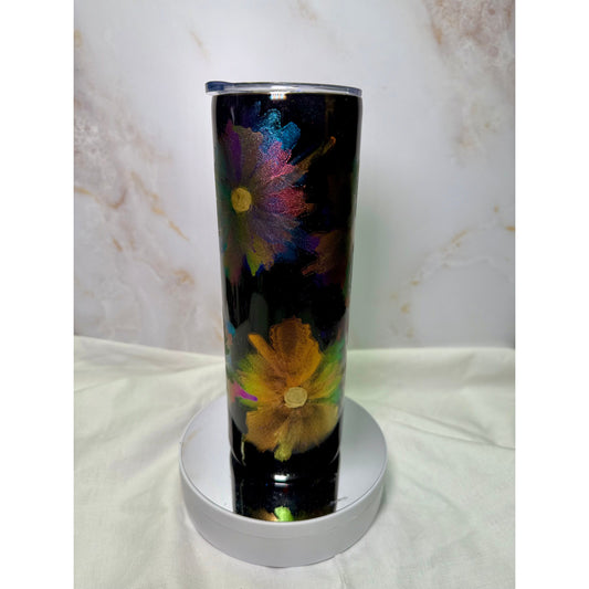 #608 Multi-colored Air Flowers on 20oz Stainless Steel Tumbler