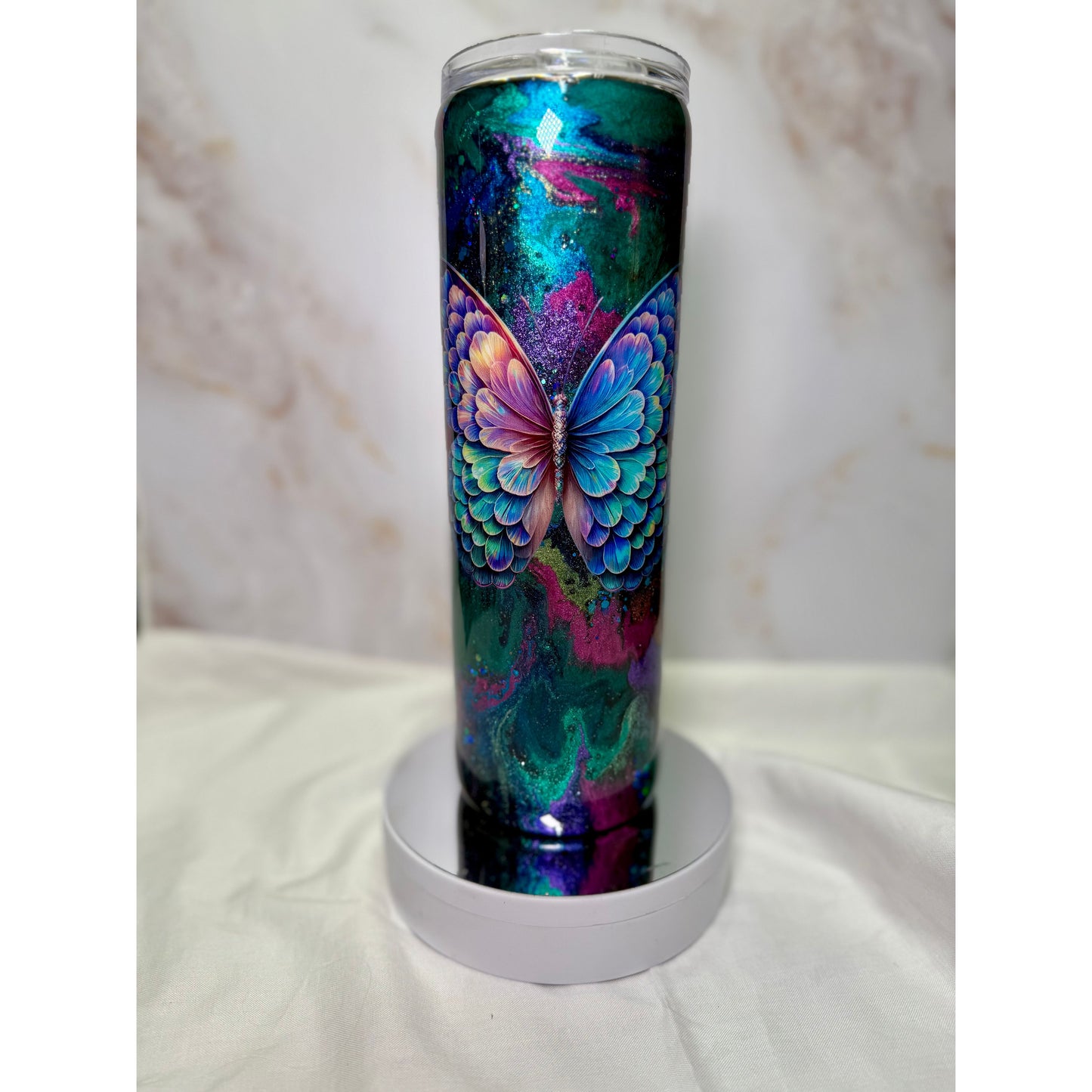 #617 Jewel Tone Ink Butterfly 30oz Stainless Tumbler