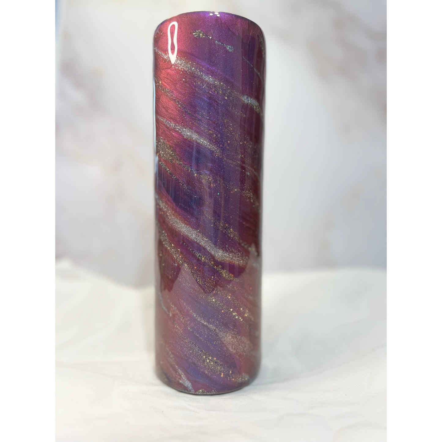 #81 Mauve Chameleon Mica  with Gold and Silver Swirls on a Stainless Steel 30oz Tumbler