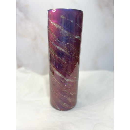 #81 Mauve Chameleon Mica  with Gold and Silver Swirls on a Stainless Steel 30oz Tumbler