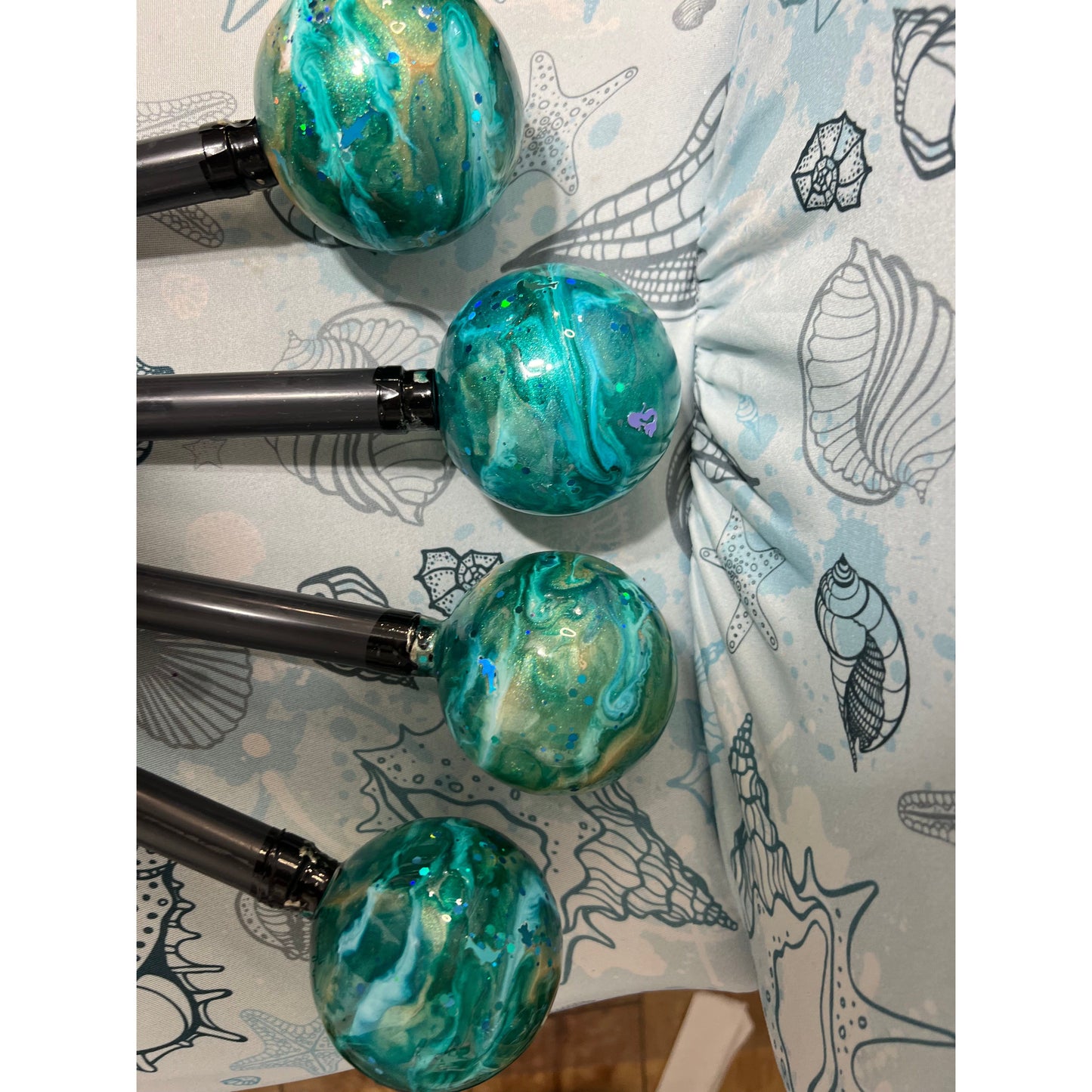 Resin Painted Glass Ornaments (4) Set