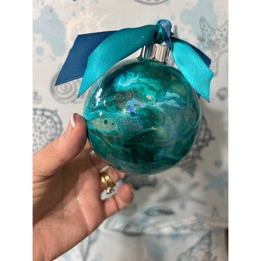 Resin Painted Glass Ornaments (4) Set