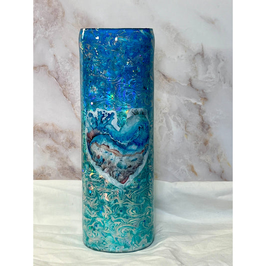 #104 Ocean Cup Design with Wave Foil on Stainless Steel 30oz Tumbler