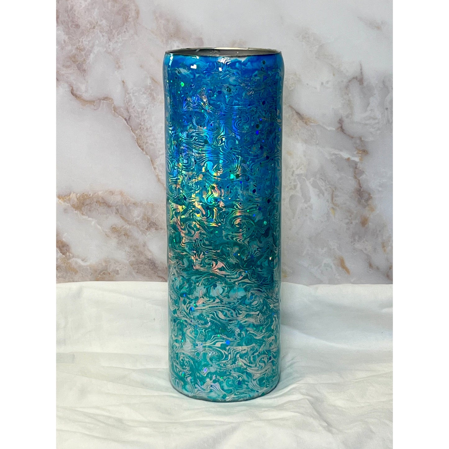 #104 Ocean Cup Design with Wave Foil on Stainless Steel 30oz Tumbler