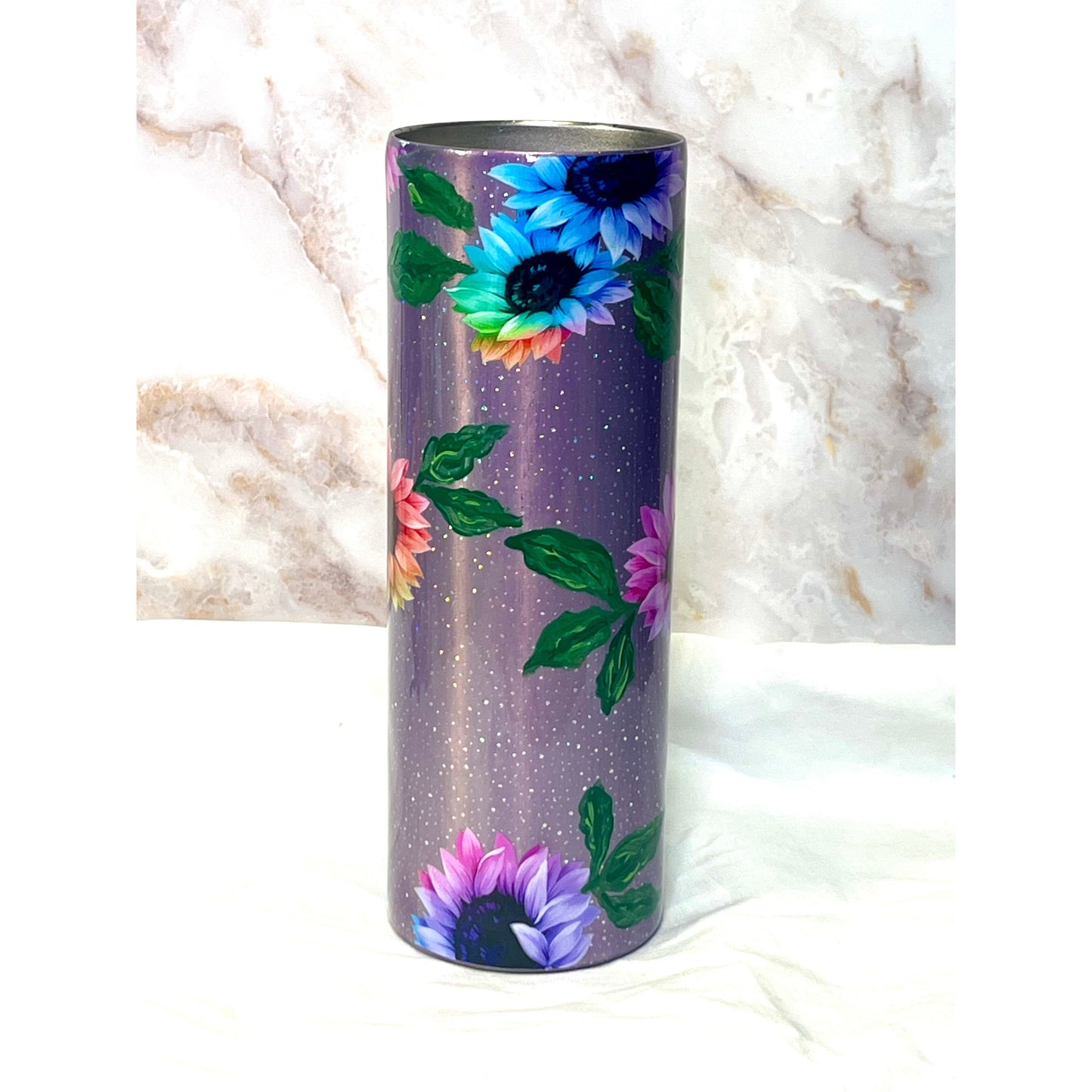 #125  Lavender with Foil and flowers on 20 0z Stainless Steel 20oz Tumbler