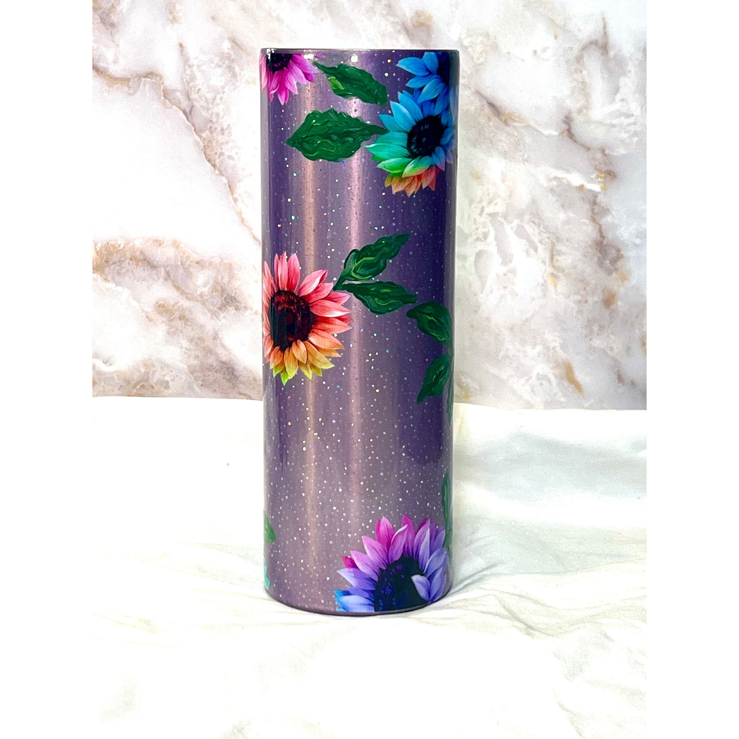 #125  Lavender with Foil and flowers on 20 0z Stainless Steel 20oz Tumbler