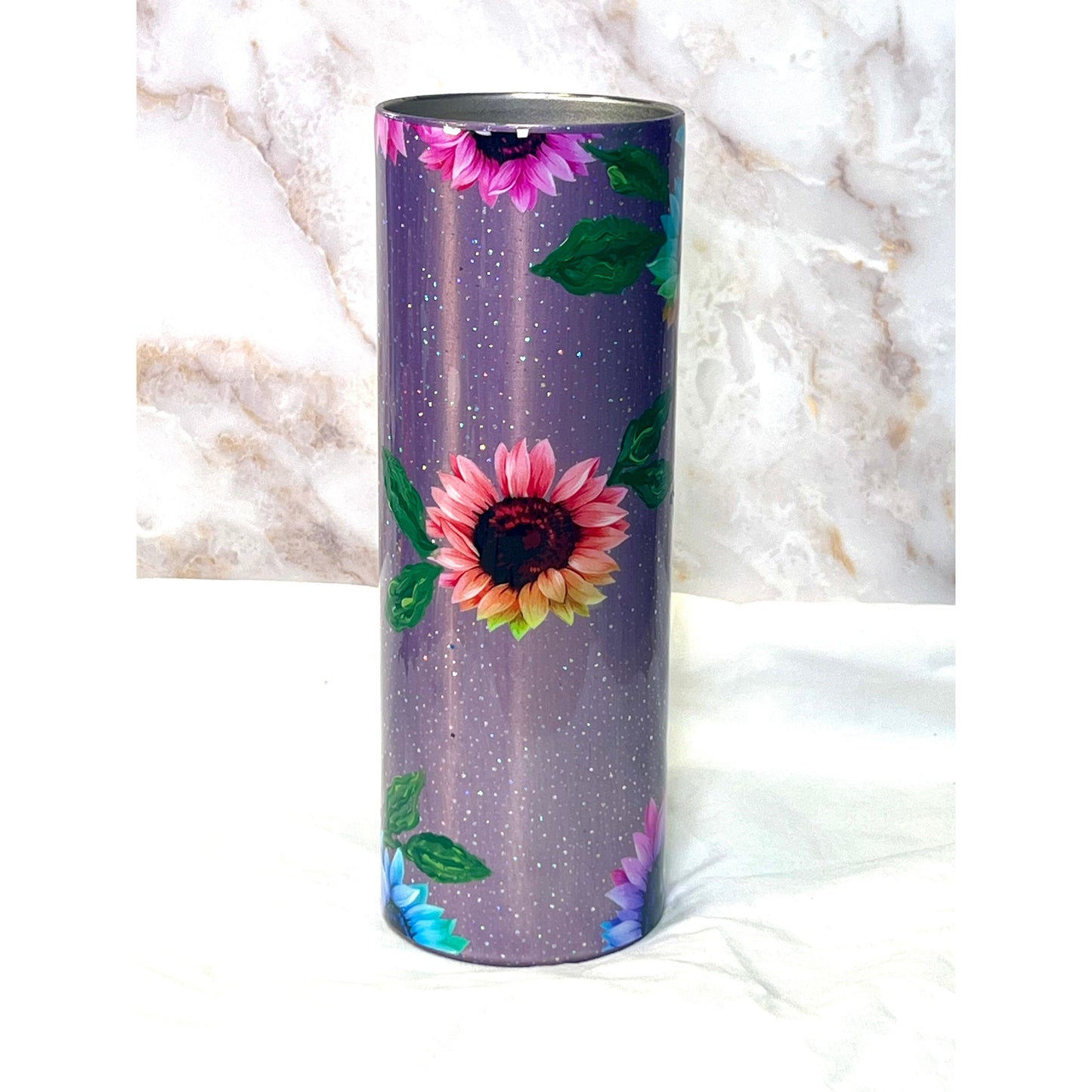 #125  Lavender with Foil and flowers on 20 0z Stainless Steel 20oz Tumbler