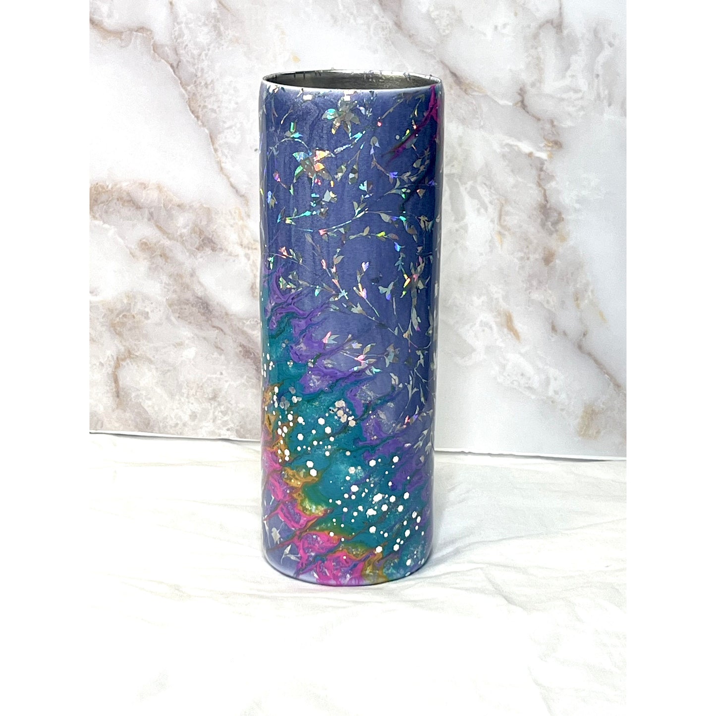 #137  Lavender Foil and Stinger on 20 0z Stainless Steel 20oz Tumbler