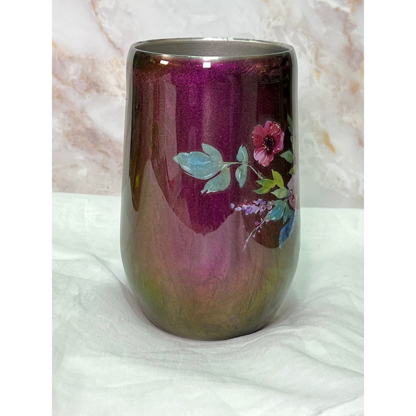 Plumb Flower on 16oz stainless steel Coffee Cup