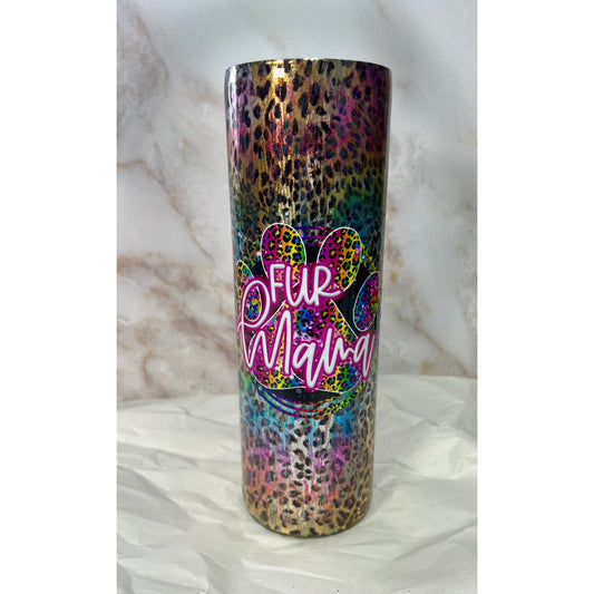 #139 Rainbow Leopard Foil with Rainbow Swirl of Color on 30oz Stainless Steel Tumbler